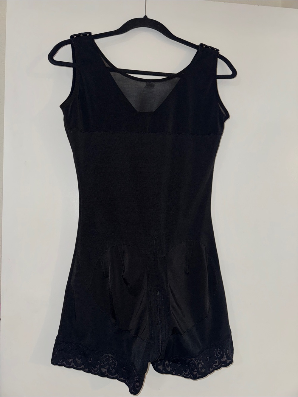 Black Full-Body Sculpting Bodysuit Shapewear with Front Hook Closure